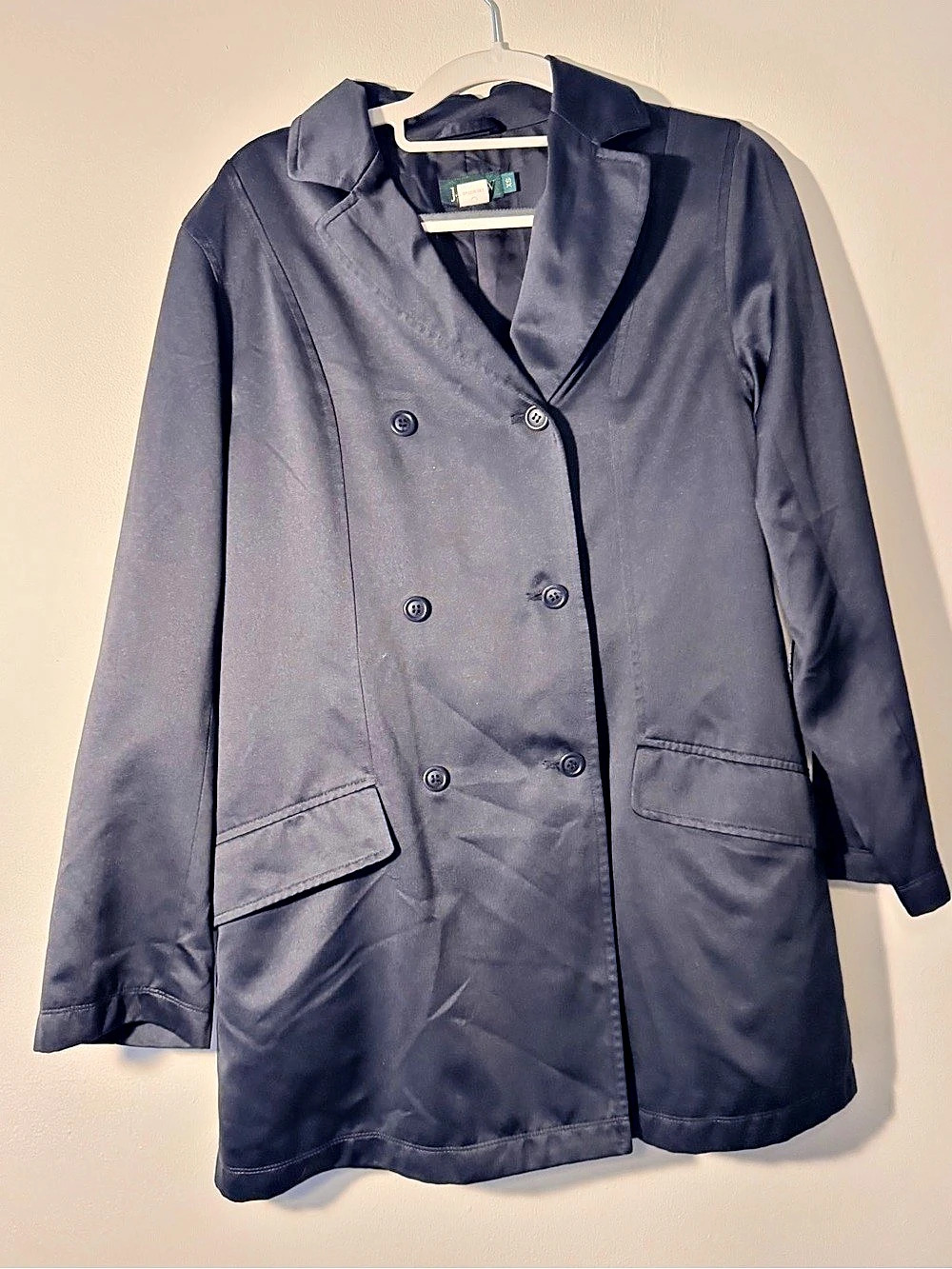 J.Crew Double-Breasted Black Trench Coat Size XS